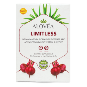 TWO CAPSULES. LIMITLESS POTENTIAL A proprietary concentration of betalains from pure beet root extract to help the body support joint comfort and flexibility. Alovéa Limitless contains a targeted concentration of “nature’s anti-inflammatory” betalains from beet root extract. The active ingredient in Limitless was found to help the body reduce certain inflammation markers by up to 47% in a clinical discovery study.* Alovéa Limitless gives you a zero calorie, high-powered way to help your body fight inflammation, support joint comfort and flexibility, and live life limitless!